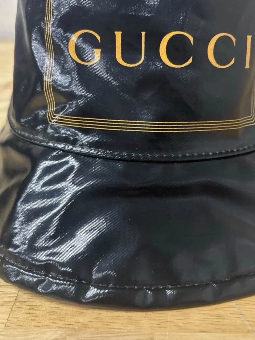 Gucci Black Logo-Print Bucket Hat Sz M